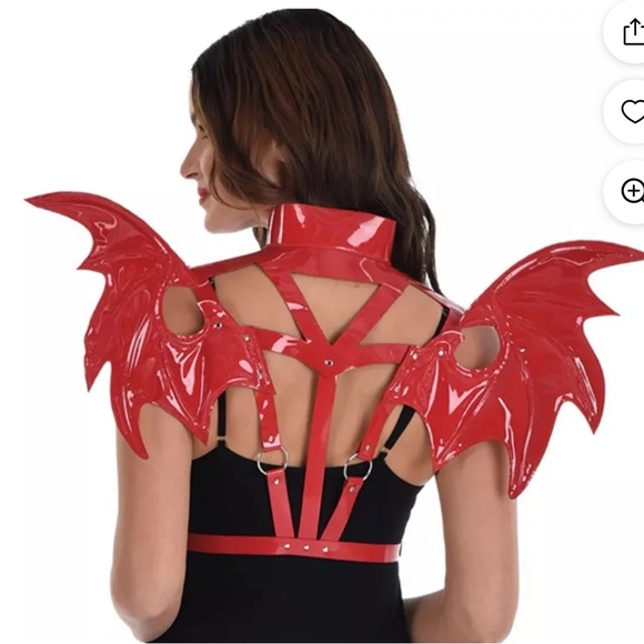 Red Devil Wings Harness Vinyl Costume Accessory Adult Halloween NEW - Picture 1 of 5